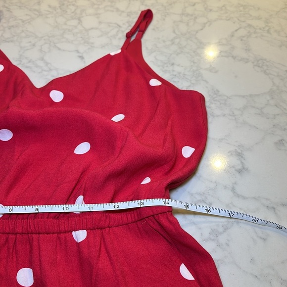 Ann Taylor LOFT Polka Dot Wide Leg Crop Jumpsuit Red White Size Small - Picture 9 of 9